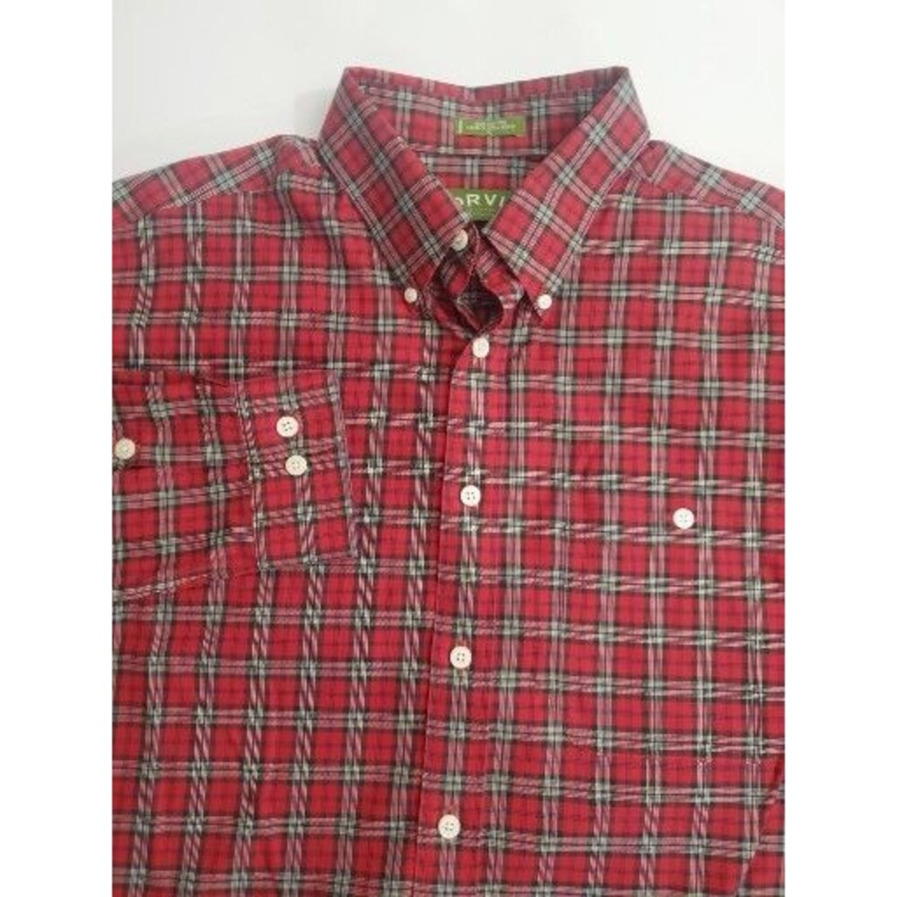 ORVIS Men's Long Sleeve Button Up Casual Plaid‎ Shirt, XL